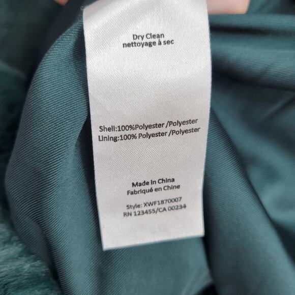 Small Emerald Green Fur Short Coat Small Shaggy Hook Closure Jacket - Picture 5 of 5